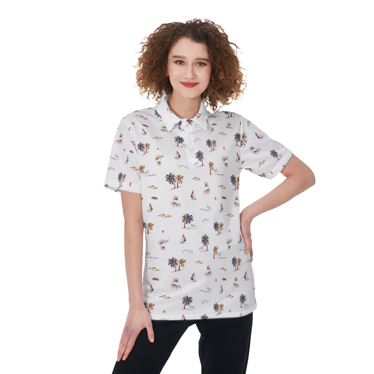 Women's Palm Tree Hawaiian Golf Shirt