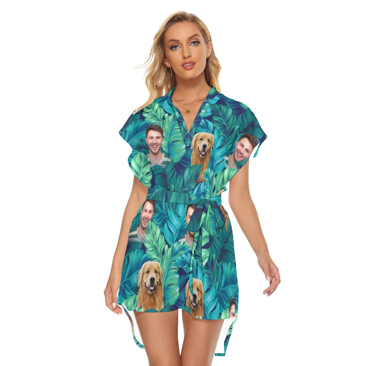 Women’s Tropical Customize Hawaiian Dress With Belt (1)