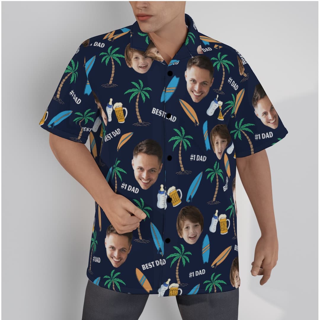 #1 Dad Custom Face Hawaiian Shirt