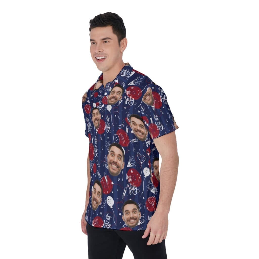 4th Of July Custom Face Hawaiian Polo Shirt
