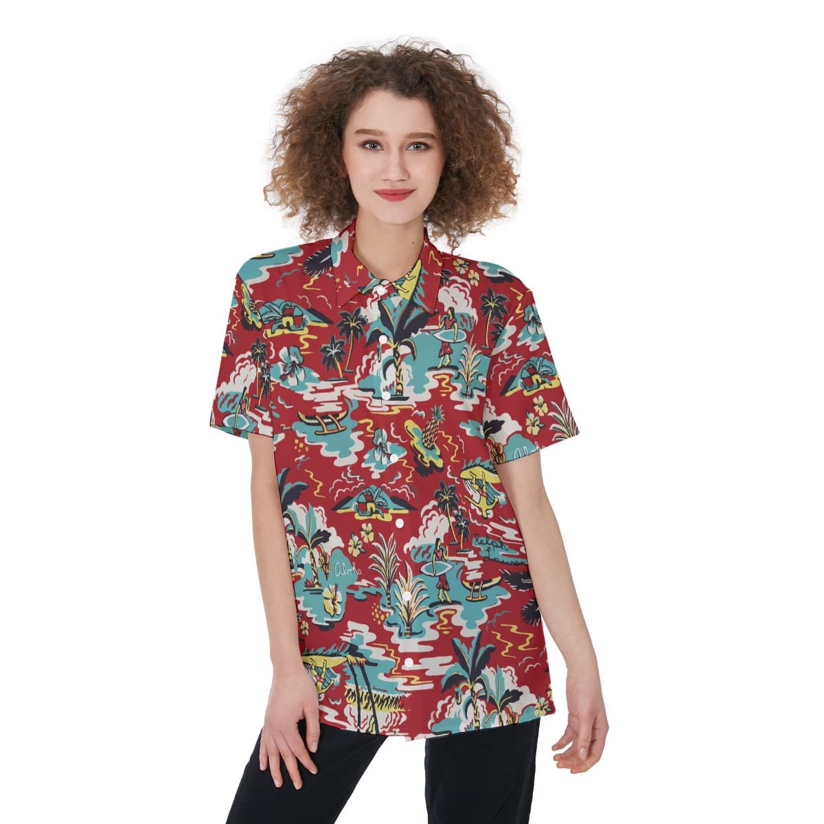 Amazing Aloha Life Red Hawaiian Shirt For Women (1)
