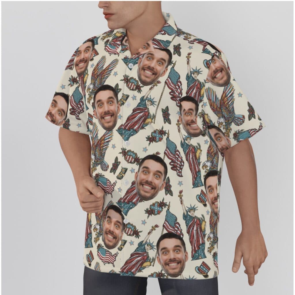 American Statue Of Liberty Custom Face Hawaiian Shirt