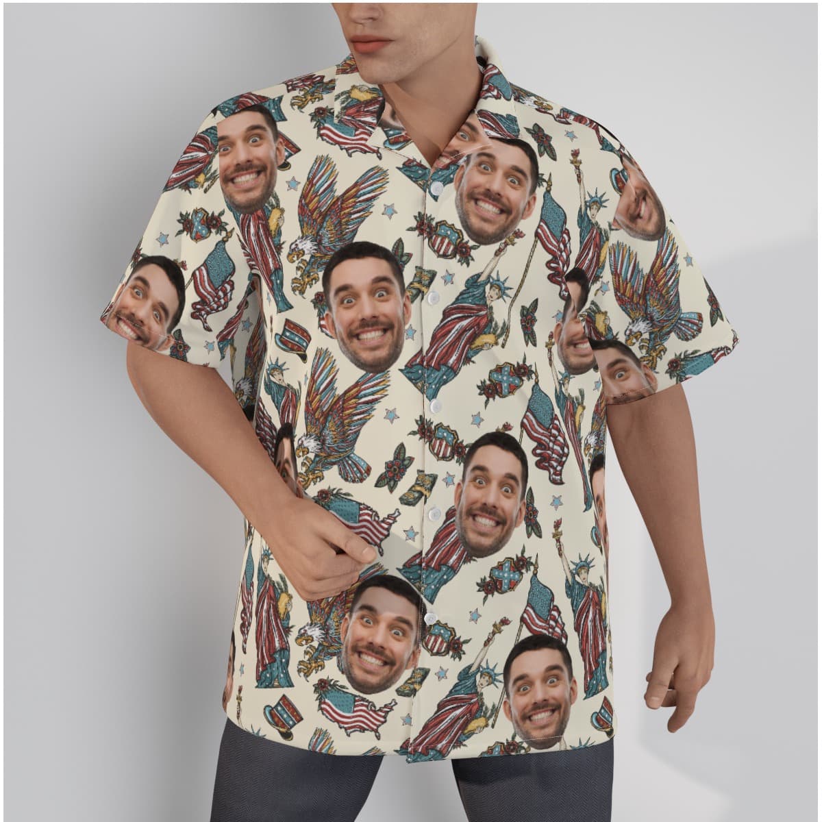 American Statue Of Liberty Custom Face Hawaiian Shirt