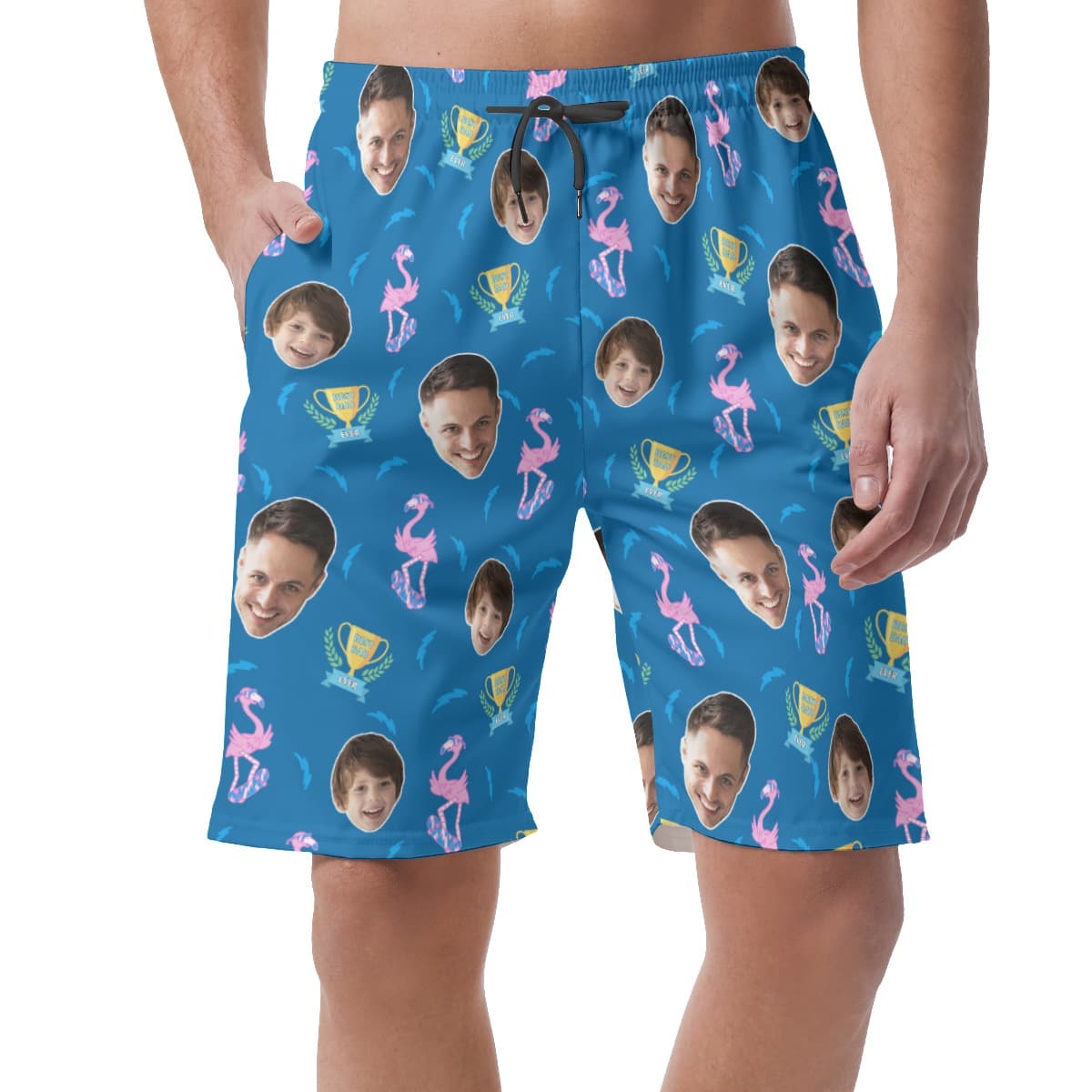 Best Dad Ever Custom Face Hawaiian Beach Shorts For Men
