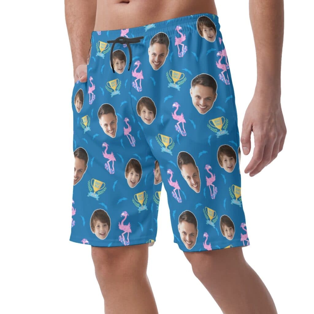 Best Dad Ever Custom Face Hawaiian Beach Shorts For Men