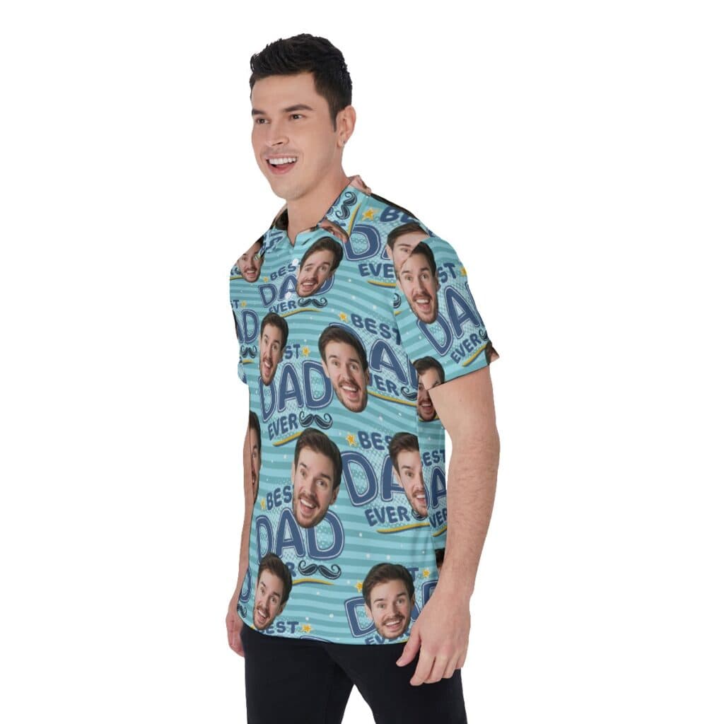 Best Dad Ever Custom Face Hawaiian Polo Shirt