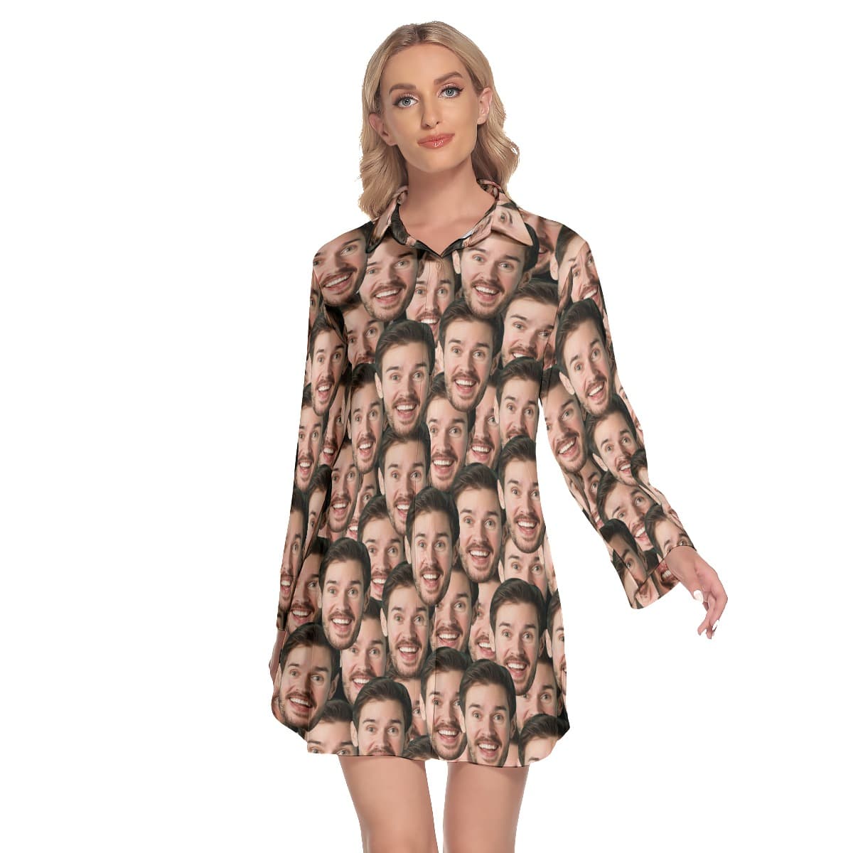 Cool Custom Multiple Faces Hawaiian Dress For Ladies (1)