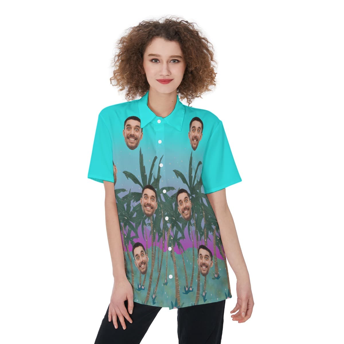 Cool Women’s Custom Hawaiian Shirt With Faces (1)