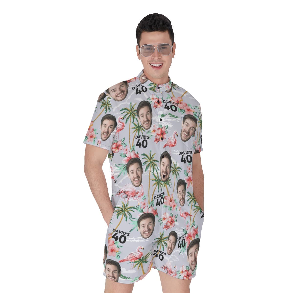 Custom Birthday Men's Hawaiian Romper With Name And Face (2)