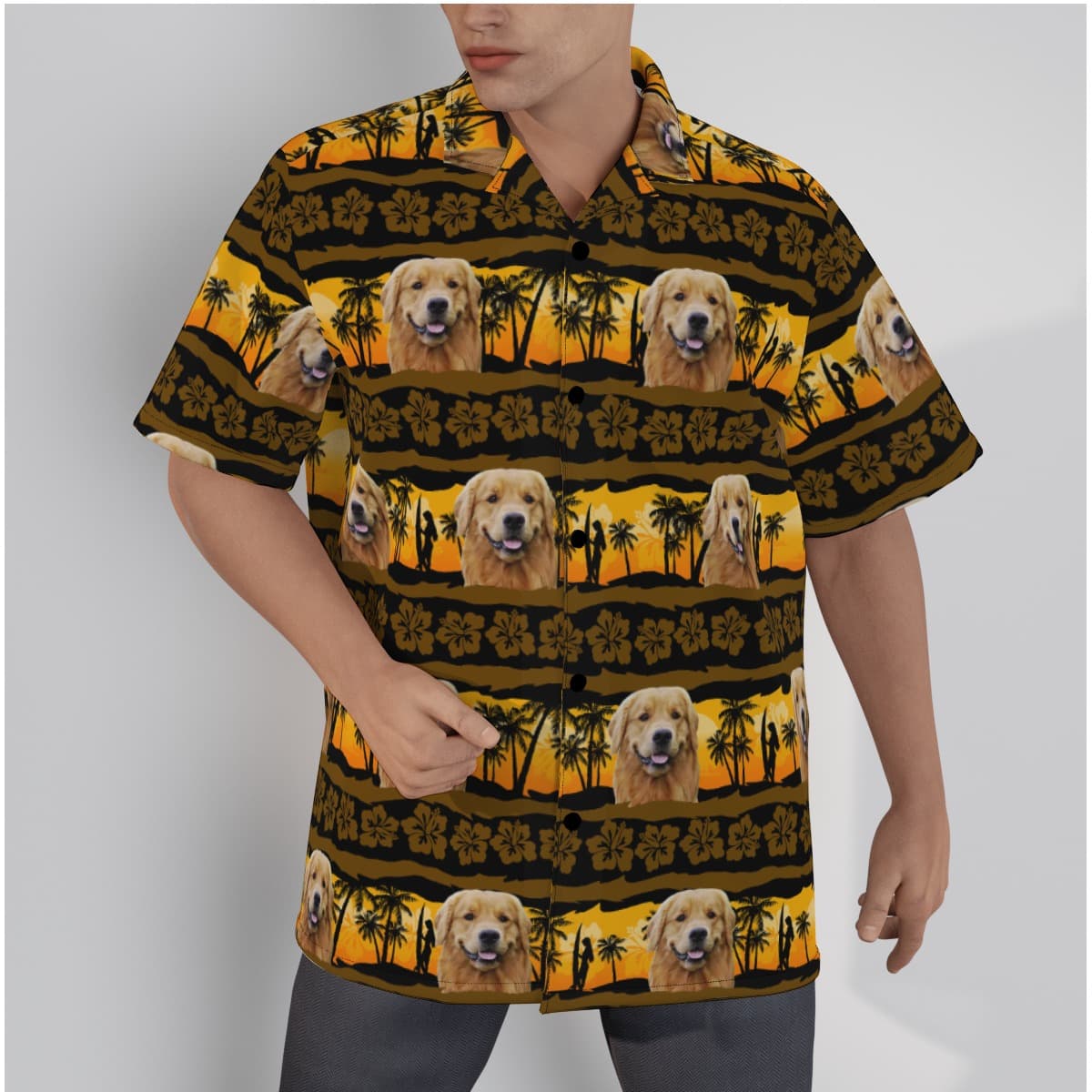 Custom Dog Face Yellow Hawaiian Shirt (1)