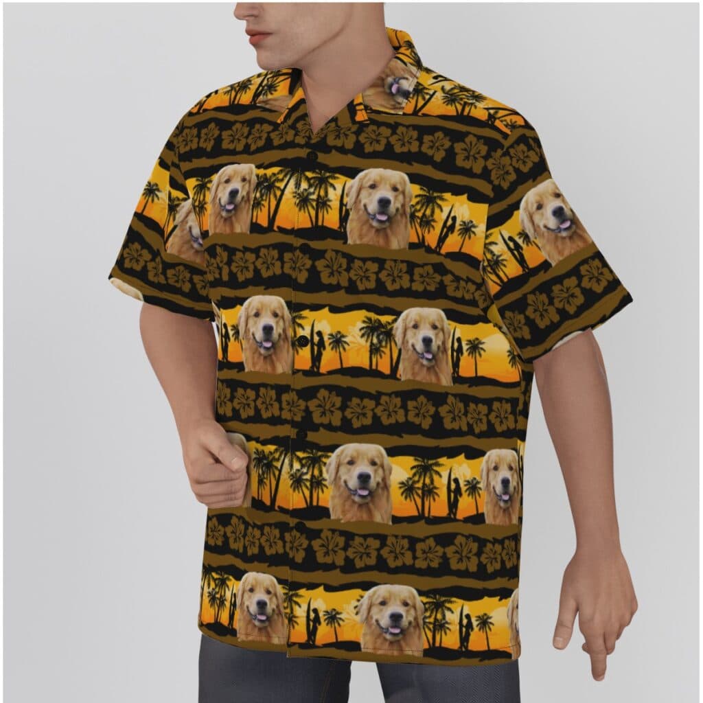 Custom Dog Face Yellow Hawaiian Shirt