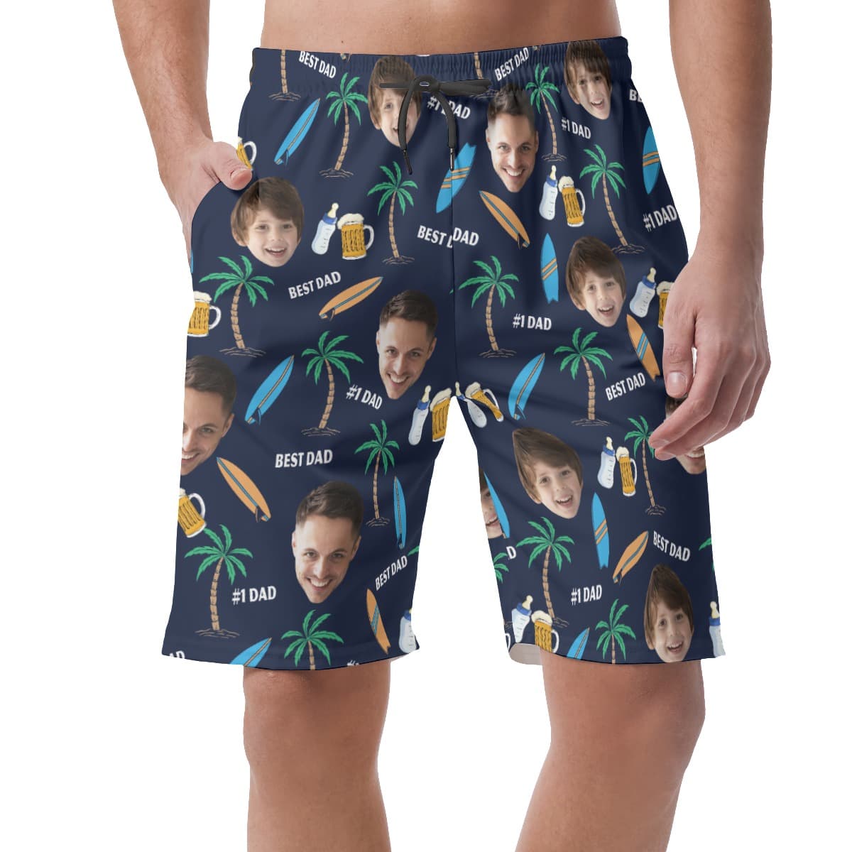 Custom Face #1 Dad Hawaiian Beach Shorts