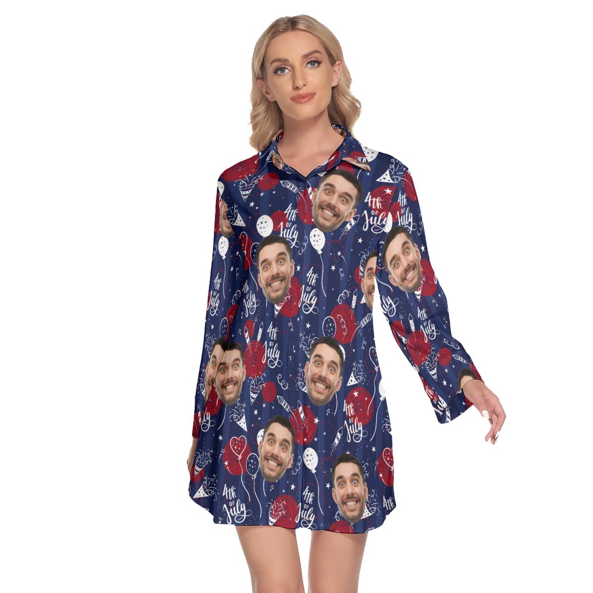Custom Face 4th Of July Hawaiian Shirt Dress (4)