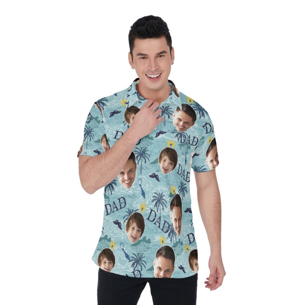 Custom Face Father's Day Hawaiian Polo Shirt