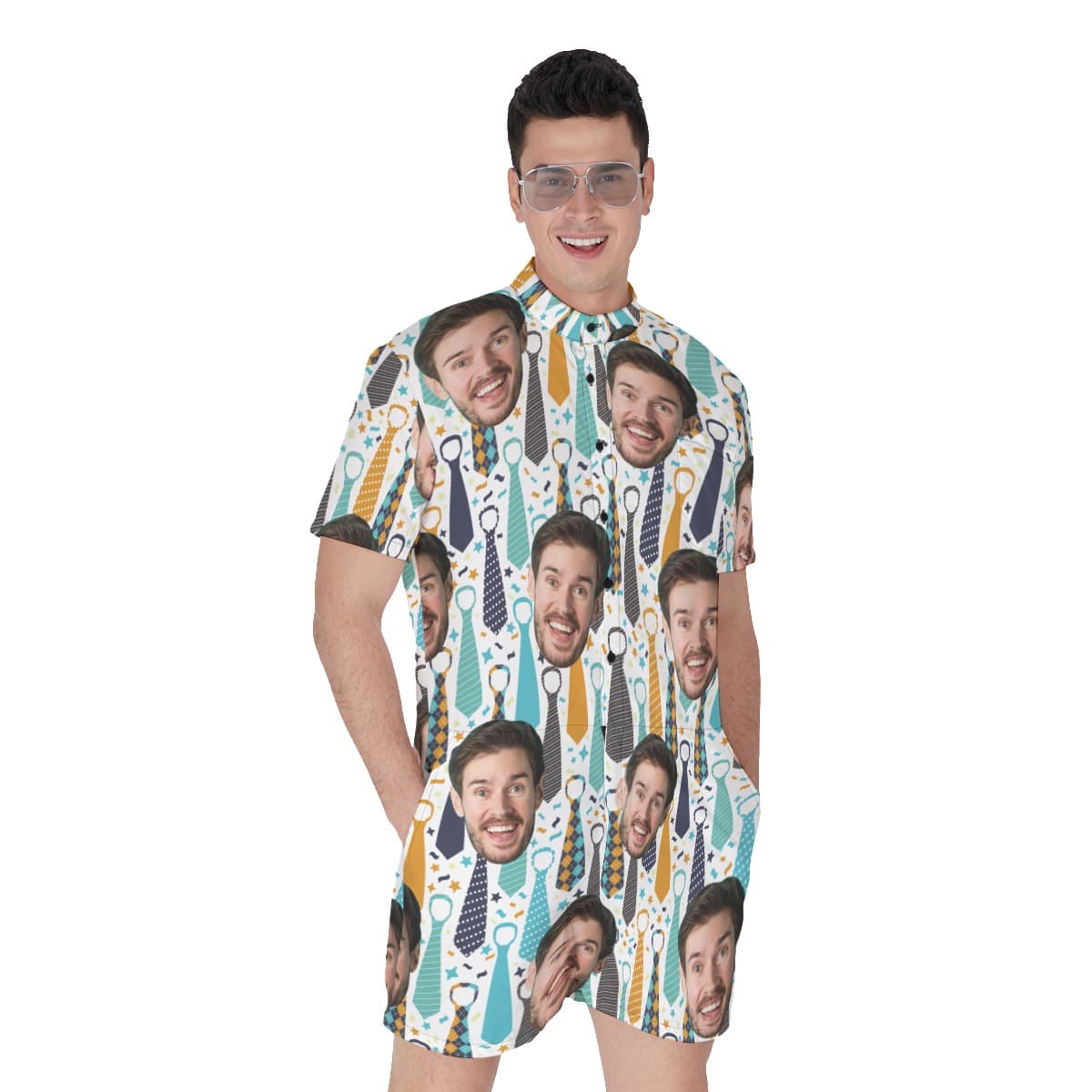 Custom Face Father's Day Hawaiian Romper For Men