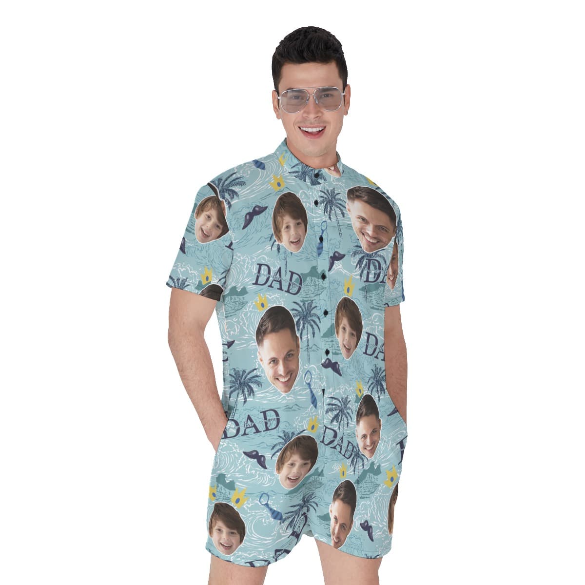 Custom Face Father's Day Hawaiian Romper For Women