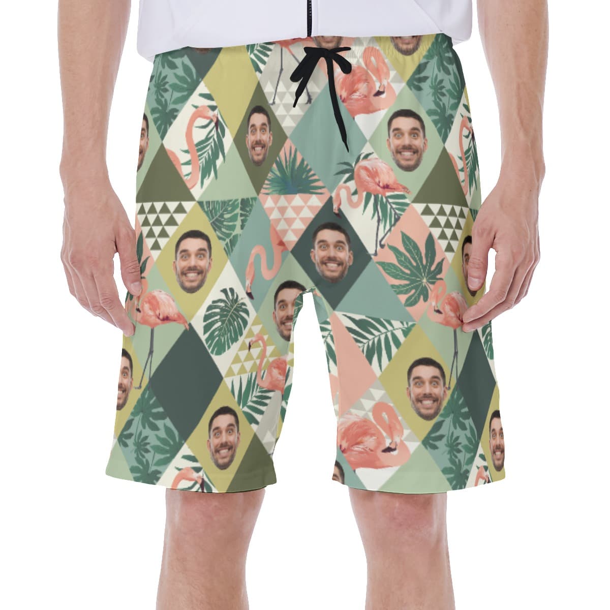 Custom Face Flamingo Hawaiian Swim Trunks For Summer