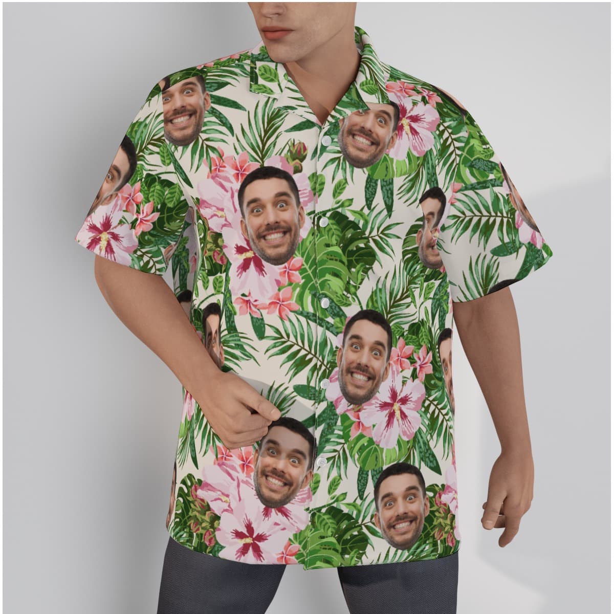 Custom Face Floral Aloha Shirt (1)