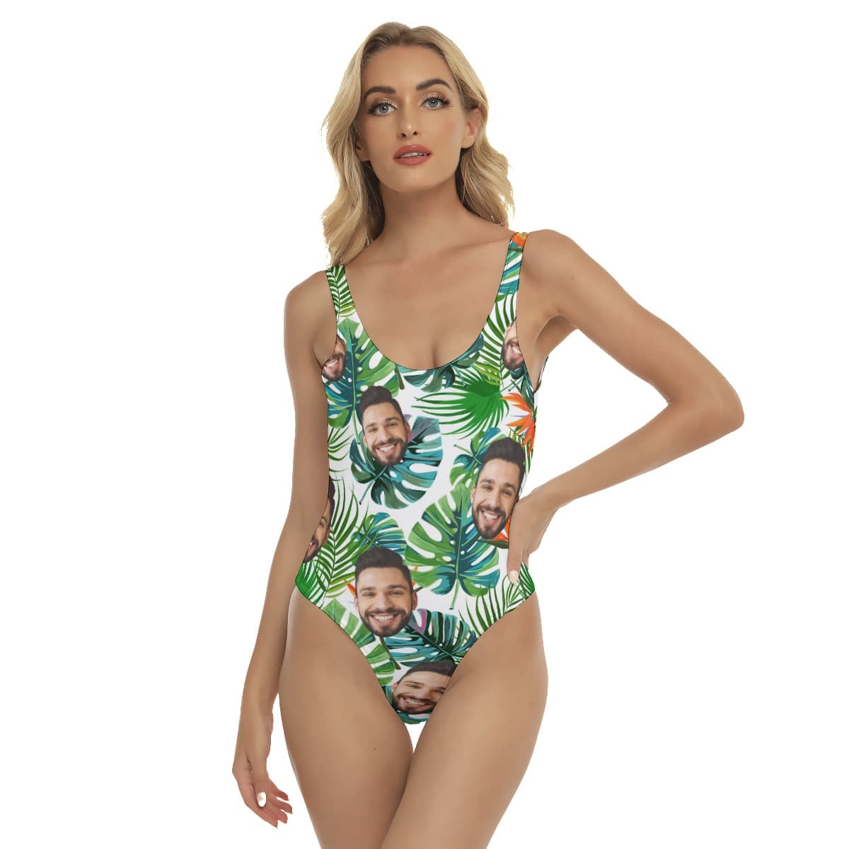 Custom Face Floral Women Swimsuit (1)