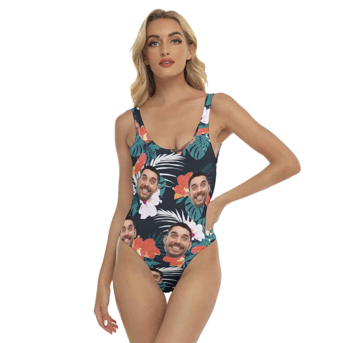 Custom Face Funny Hawaiian Swimsuit For Women (1)