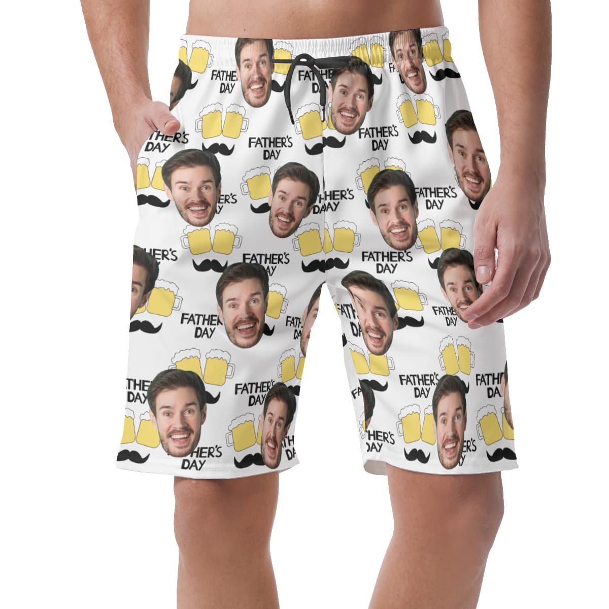 Custom Face Happy Father's Day Hawaiian Summer Beach Shorts