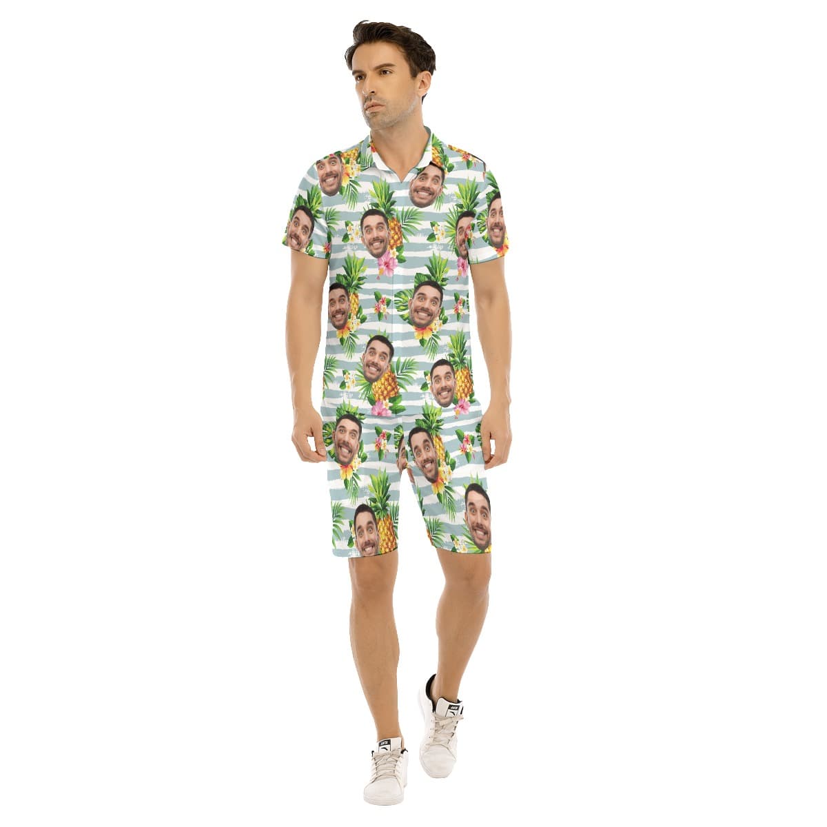 Custom Face Hawaiian Outfits Shirt Shorts For Men (1)