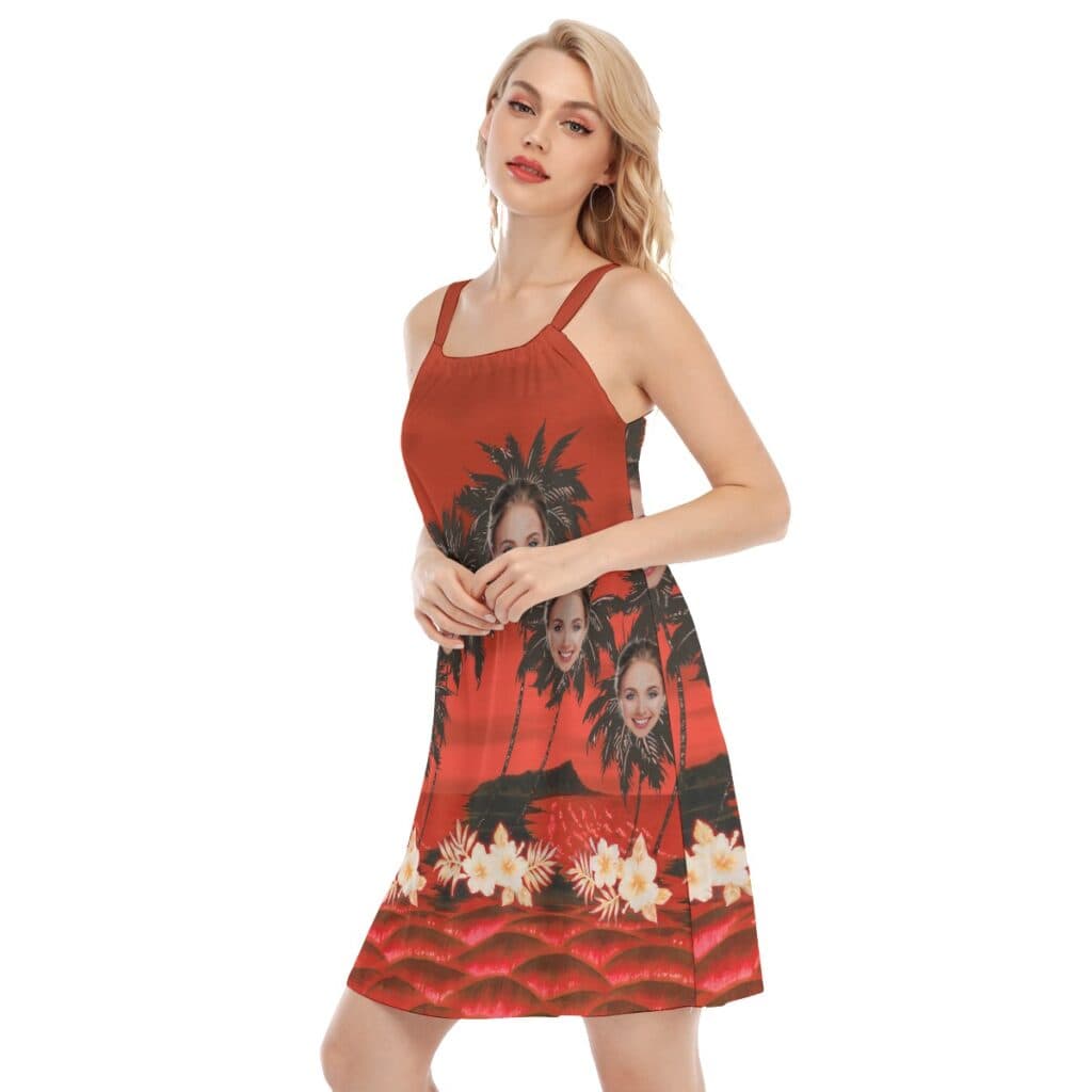 Custom Face Palm Tree Hawaiian Summer Dress For Women