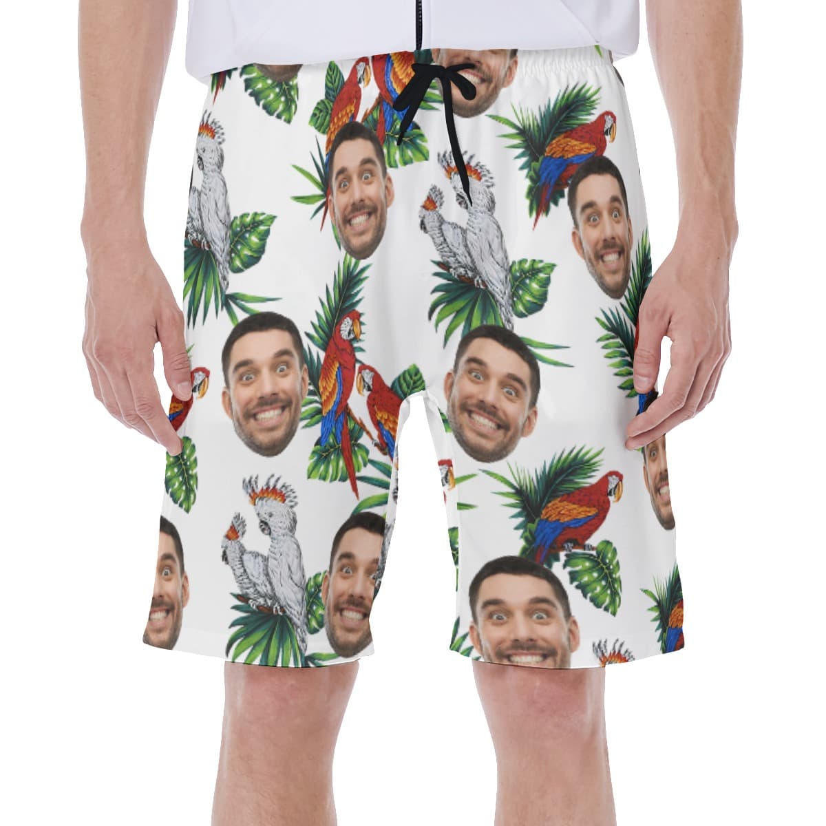 Custom Face Parrot Hawaiian Men's Swim Trunks (1)