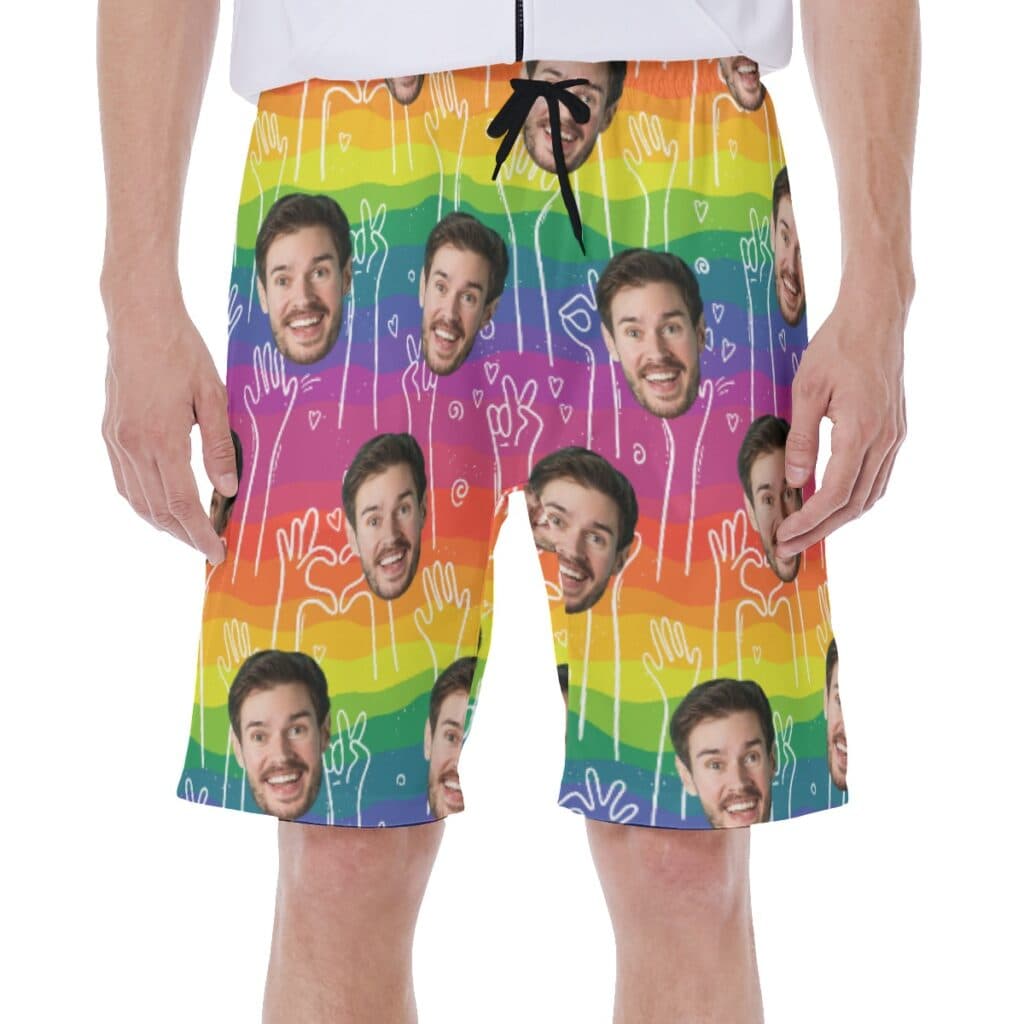 Custom Face Pride Flags Hawaiian Shorts (1)