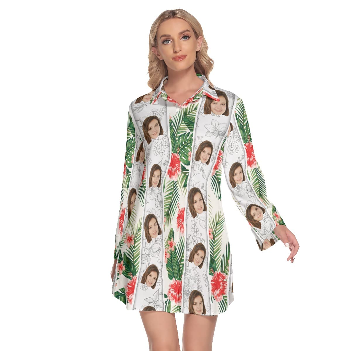 Custom Face Vintage Lapel Women Dress (1)