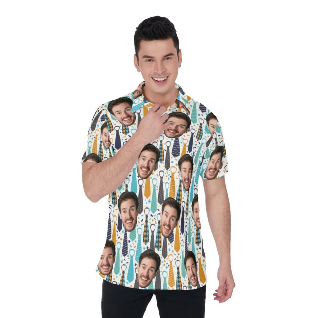 Custom Father's Face Hawaiian Polo Shirt