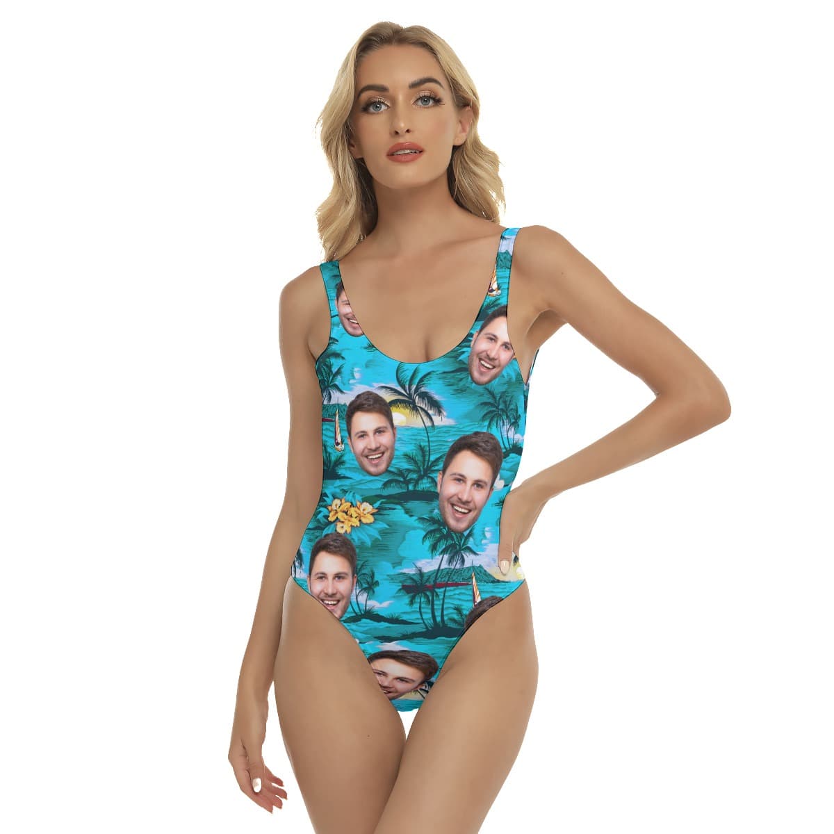 Custom Multi Face Beach Swimsuit For Women (1)