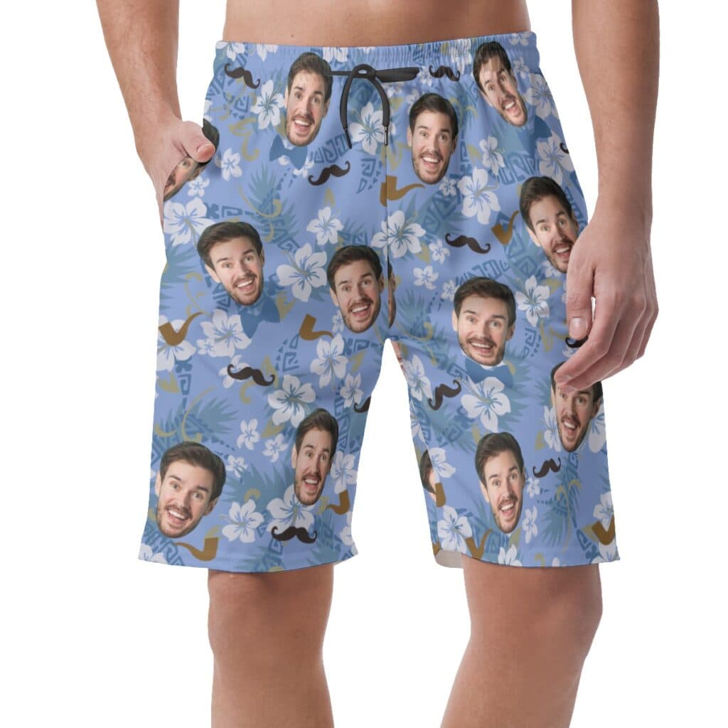 Customized Father's Day Hawaiian Summer Shorts With Face