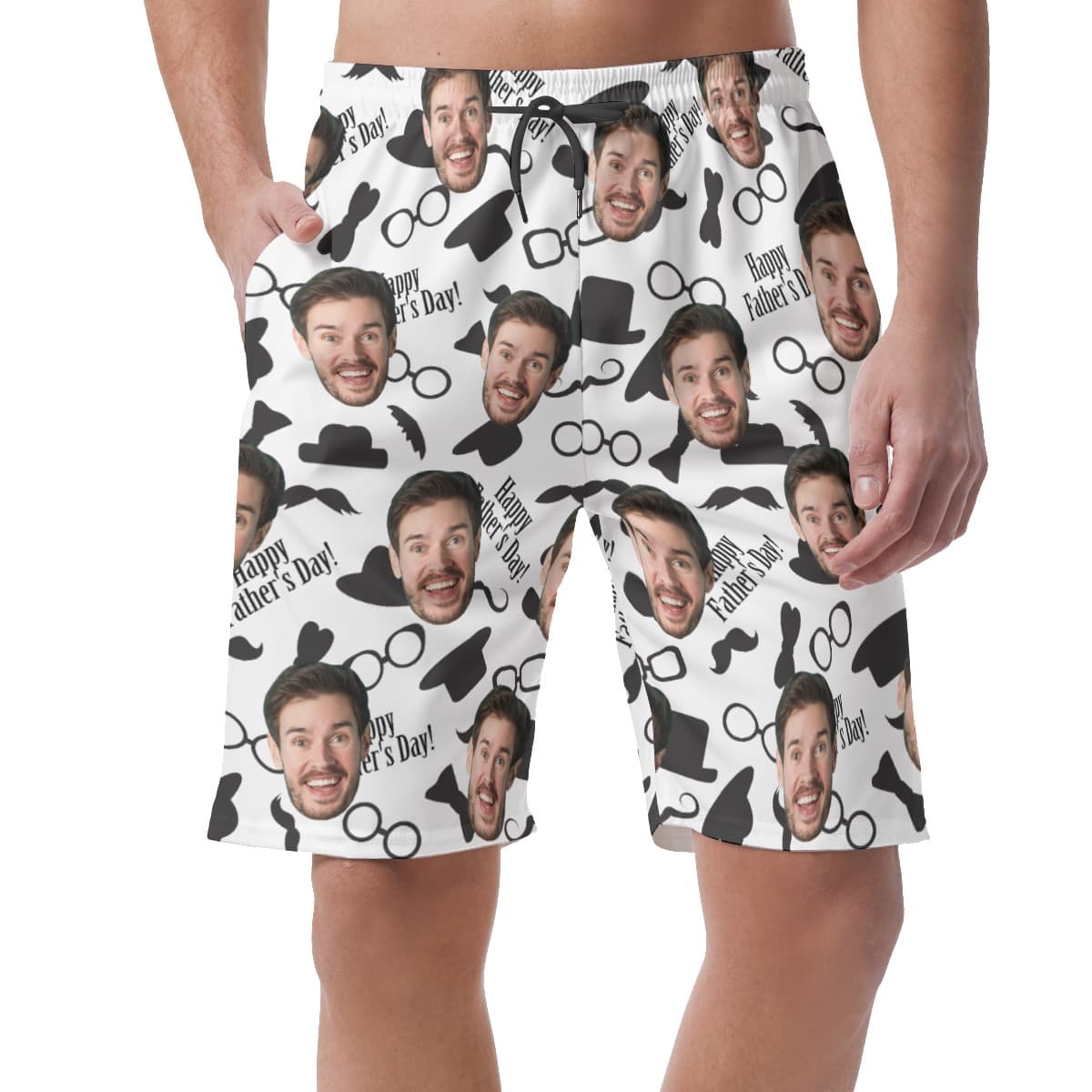 Customized Father's Day Men's Hawaiian Beach Shorts With Face