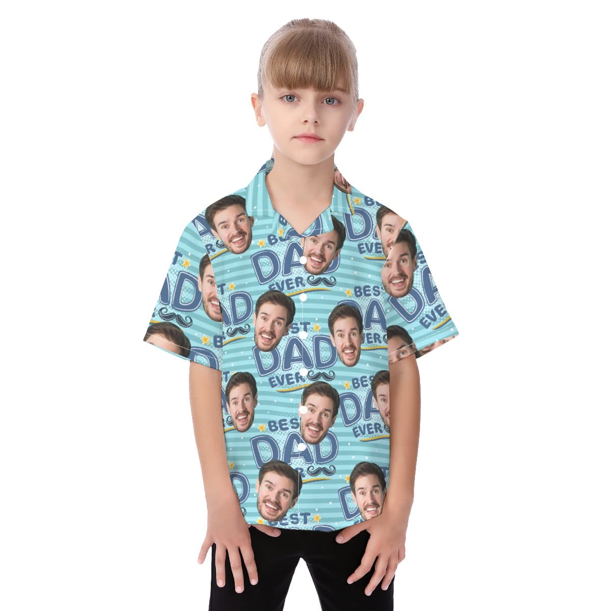 Cute Custom Face Best Dad Ever Aloha Shirt For Kids