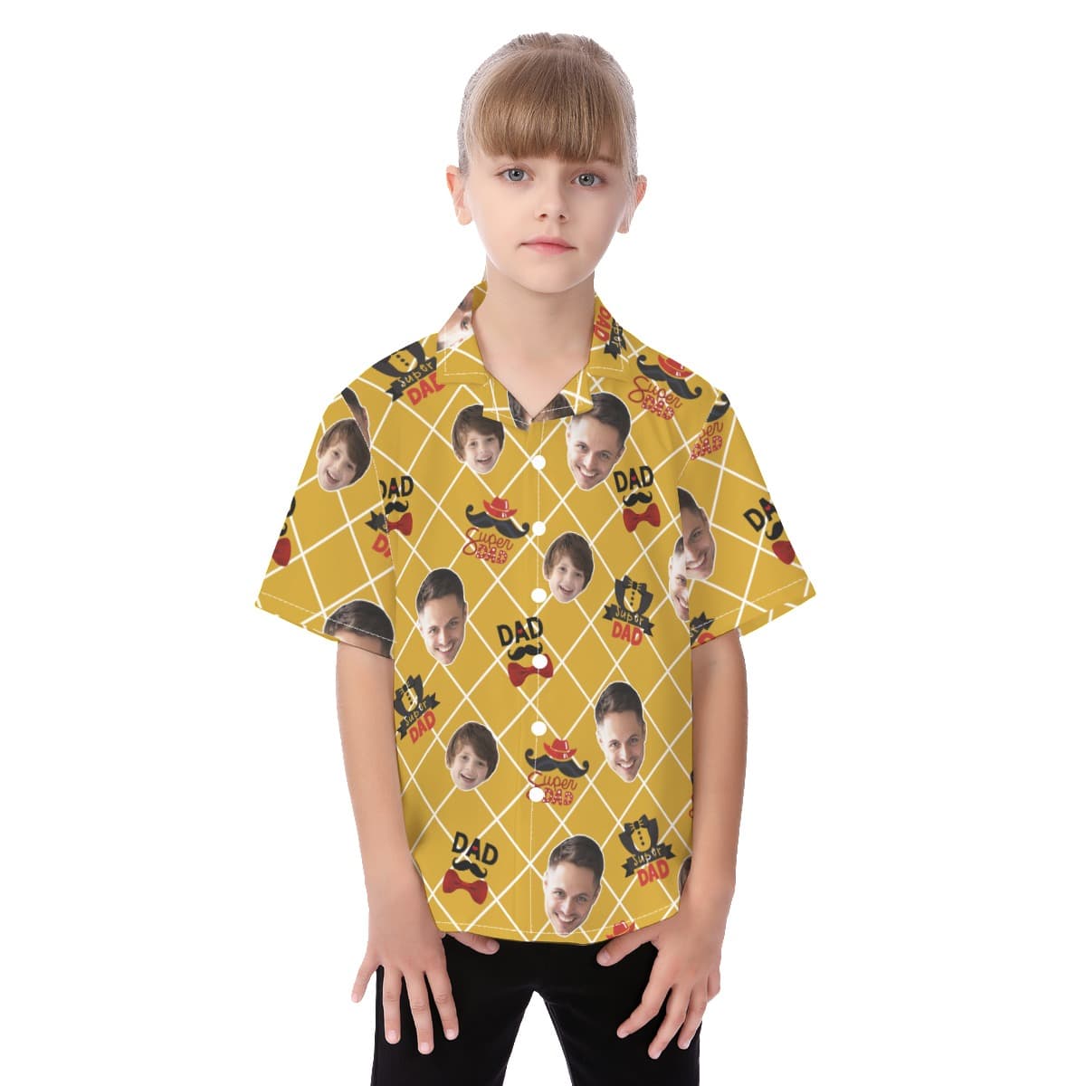 Cute Custom Face Super Dad Hawaiian Shirt For Kids