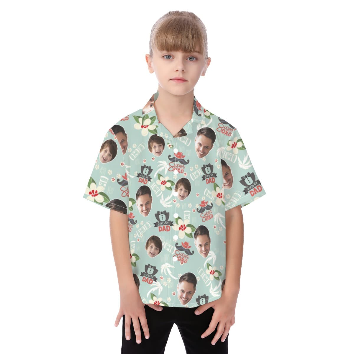 Cute Super Dad Hawaiian Shirt For Kids With Custom Face (4)