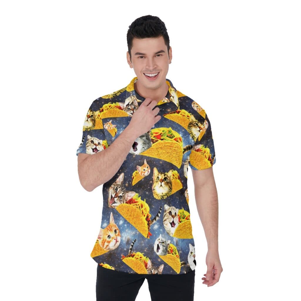 Cute Taco Cat Hawaiian Polo Shirt