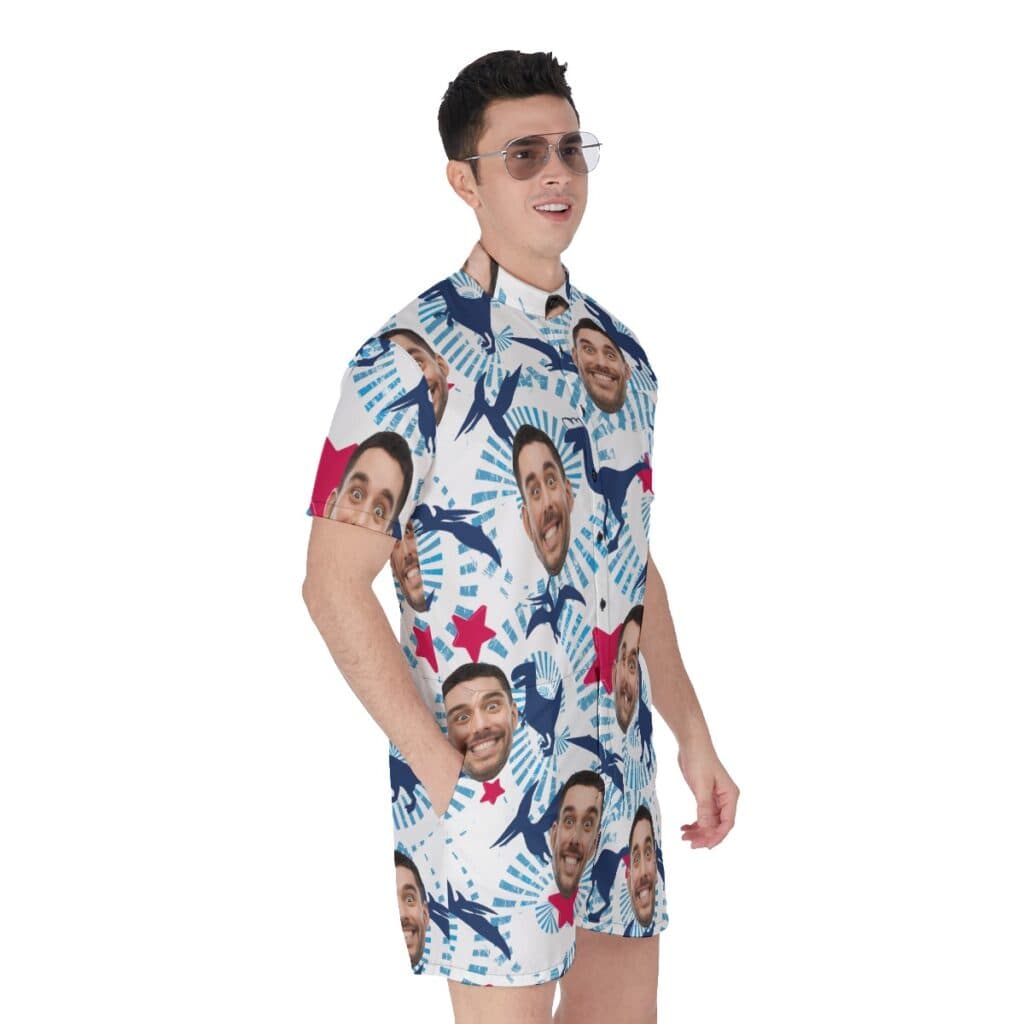 Dinosaur Custom Face Men's Hawaiian Romper