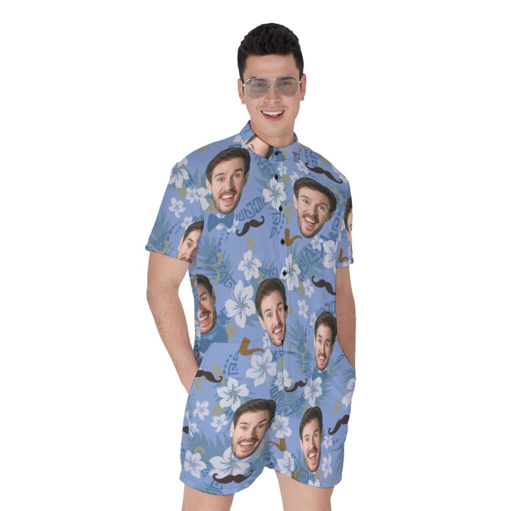 Father's Day Custom Face Men's Hawaiian Romper