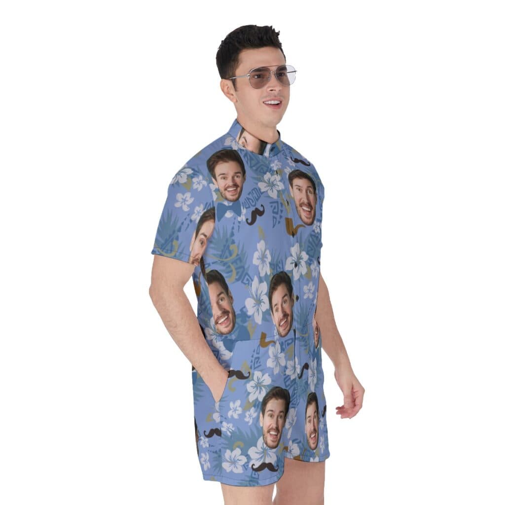 Father's Day Custom Face Men's Hawaiian Romper