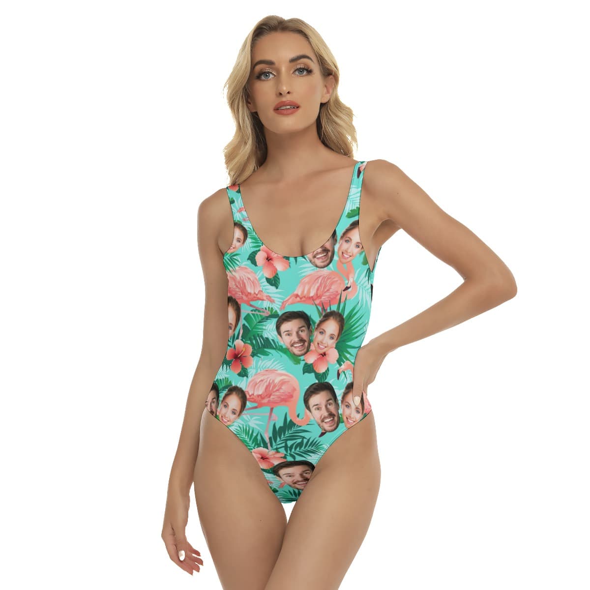 Flamingo Floral Custom 2 Faces Hawaiian Swimsuit (4)