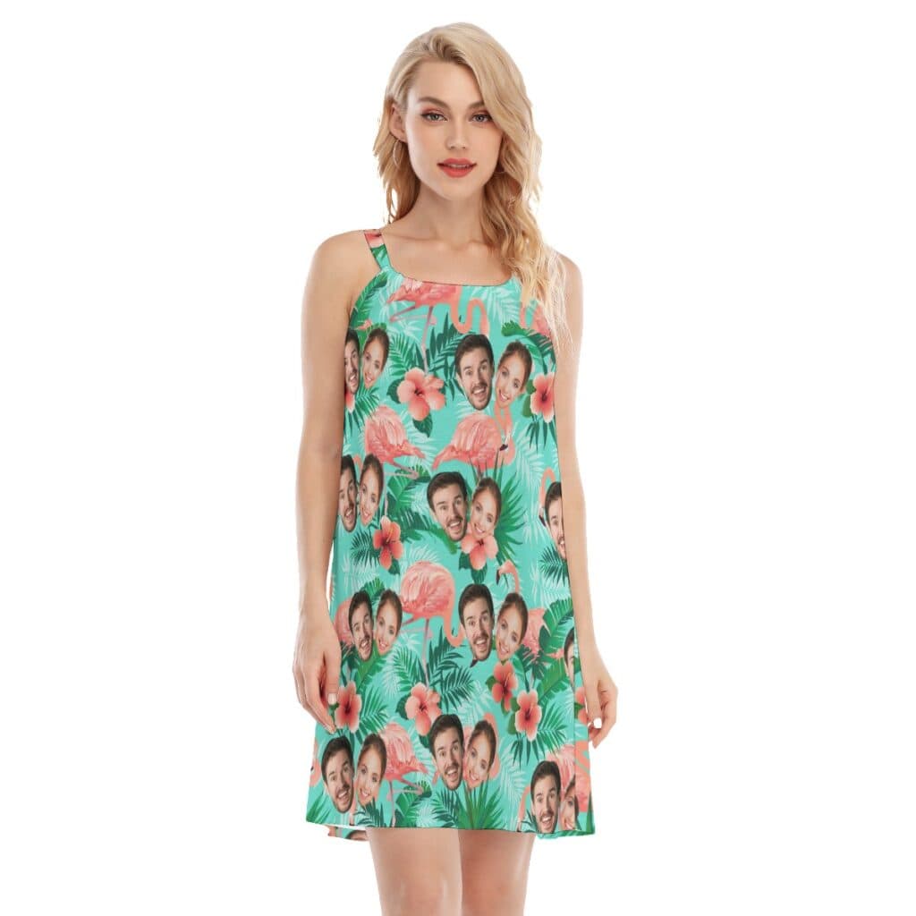 Flamingo Floral Custom Hawaiian Dress With Multiple Faces (1)