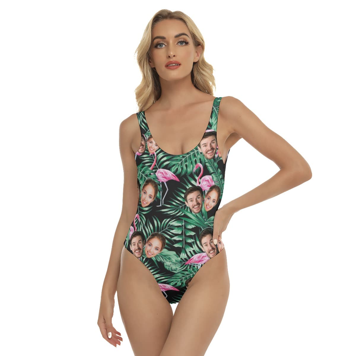 Flamingo Tropical Custom 2 Faces Women's Hawaiian Swimsuit (1)