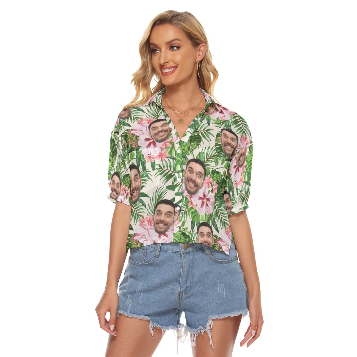 Floral Custom Hawaiian Shirt With Multiple Faces (1)