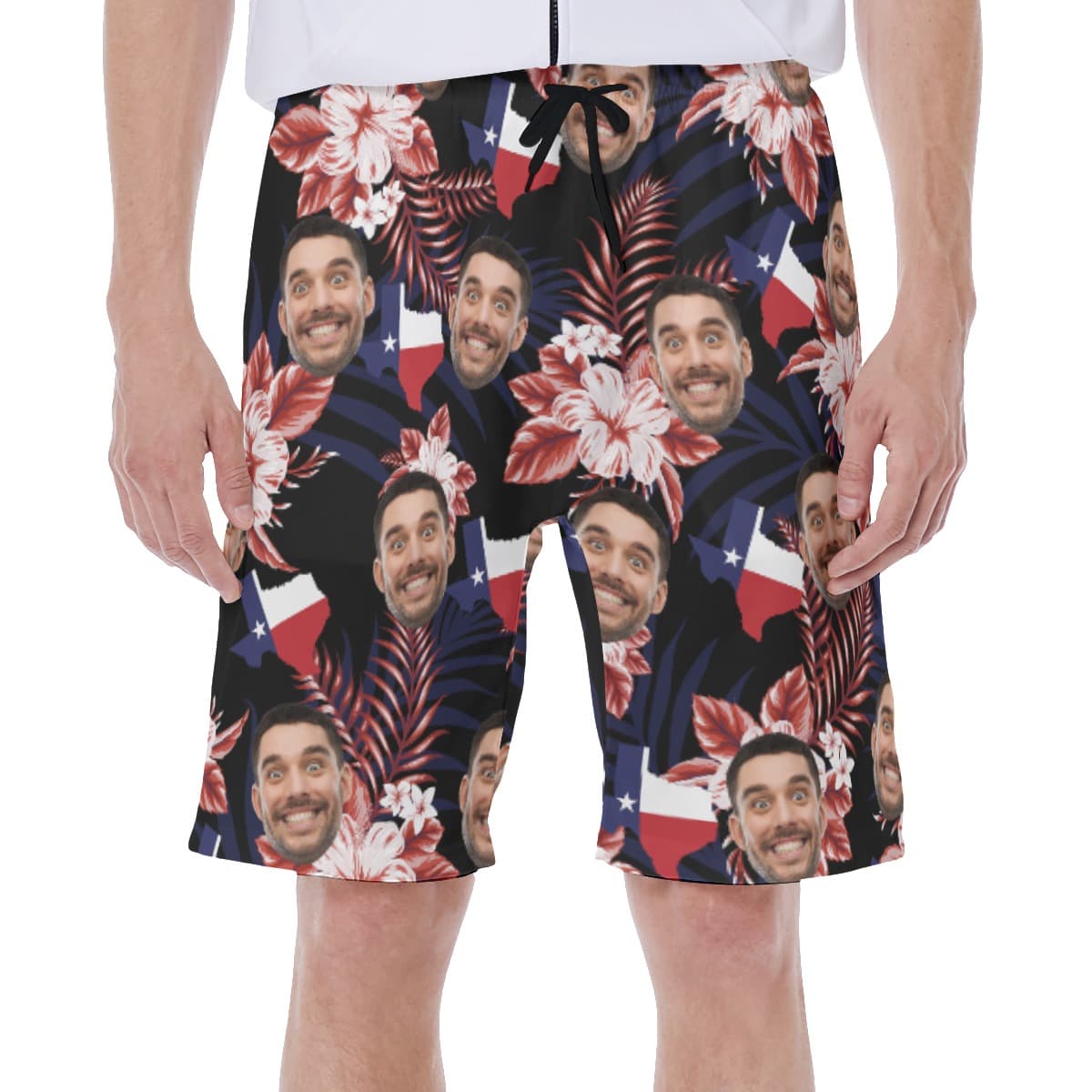 Floral Texas Custom Face Hawaiian Swim Trunks For Men