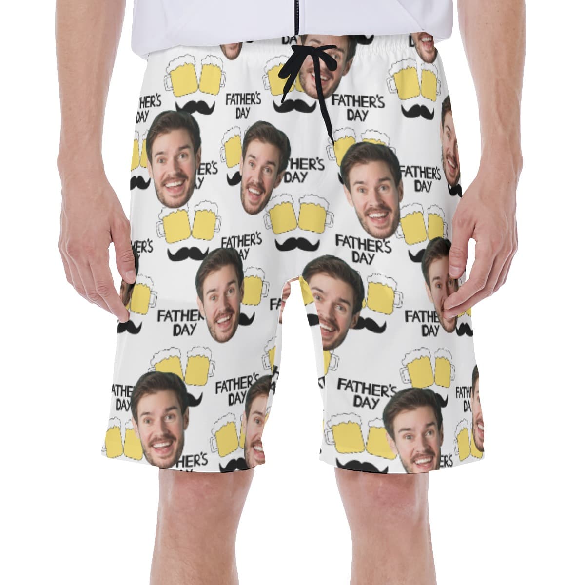 Funny Custom Beer Hawaiian Swimwear With Face For Father's Day