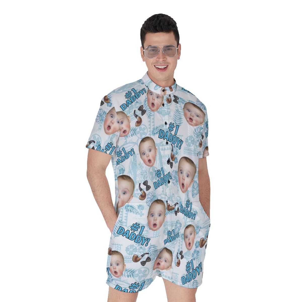 Funny Custom Face #1 Dad Hawaiian Romper
