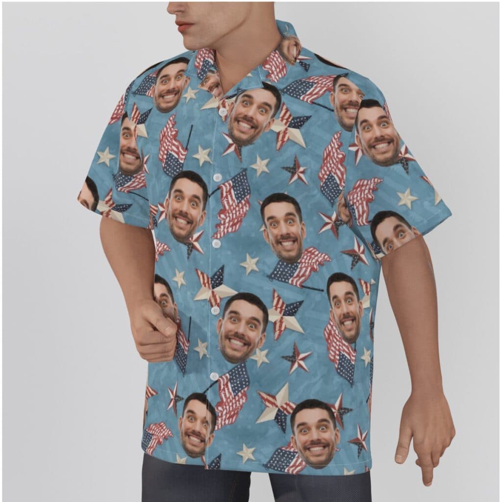 Funny Custom Face American Flag Hawaiian Shirt