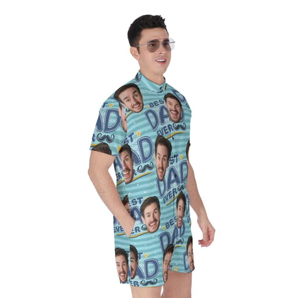 Funny Custom Face Best Dad Ever Men's Hawaiian Romper